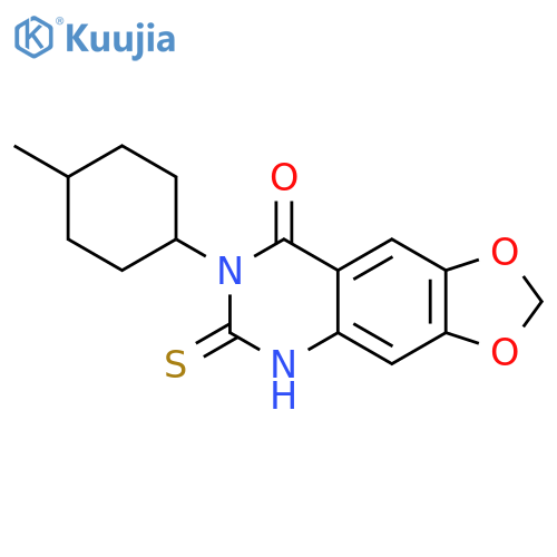 7-(4-methylcyclohexyl)-6-sulfanylidene-2H,5H,6H,7H,8H-1,3dioxolo4,5-gquinazolin-8-one structure