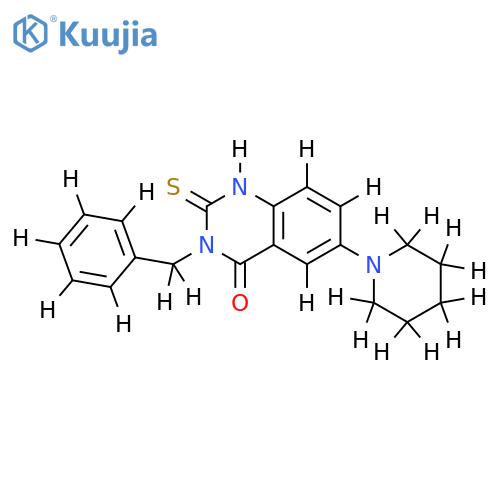 3-benzyl-6-(piperidin-1-yl)-2-sulfanylidene-1,2,3,4-tetrahydroquinazolin-4-one structure