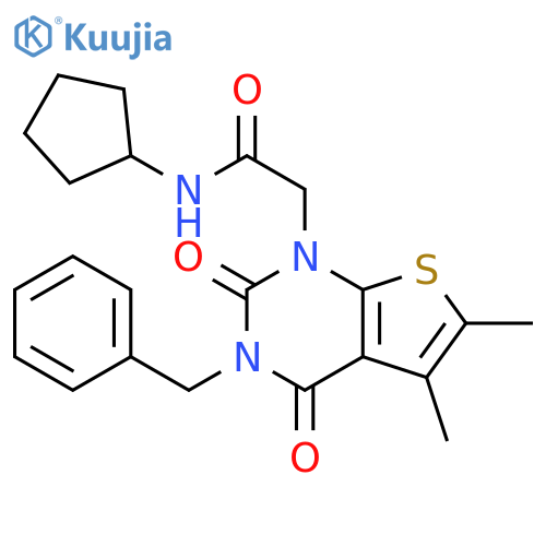 2-{3-benzyl-5,6-dimethyl-2,4-dioxo-1H,2H,3H,4H-thieno2,3-dpyrimidin-1-yl}-N-cyclopentylacetamide structure