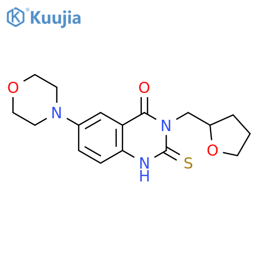 6-(morpholin-4-yl)-3-(oxolan-2-yl)methyl-2-sulfanylidene-1,2,3,4-tetrahydroquinazolin-4-one structure