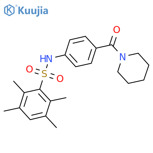 2,3,5,6-tetramethyl-N-4-(piperidine-1-carbonyl)phenylbenzene-1-sulfonamide structure