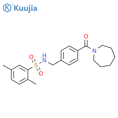 N-{4-(azepane-1-carbonyl)phenylmethyl}-2,5-dimethylbenzene-1-sulfonamide structure