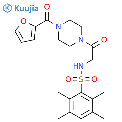 N-{2-4-(furan-2-carbonyl)piperazin-1-yl-2-oxoethyl}-2,3,5,6-tetramethylbenzene-1-sulfonamide structure