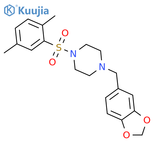1-(2H-1,3-benzodioxol-5-yl)methyl-4-(2,5-dimethylbenzenesulfonyl)piperazine structure