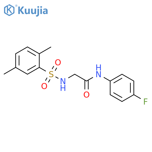 2-(2,5-dimethylbenzenesulfonamido)-N-(4-fluorophenyl)acetamide structure