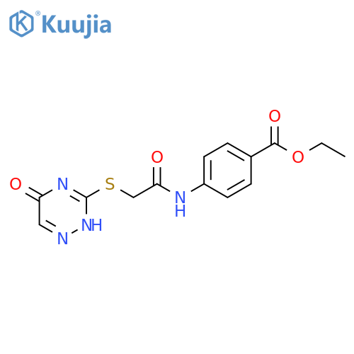 ethyl 4-{2-(5-oxo-4,5-dihydro-1,2,4-triazin-3-yl)sulfanylacetamido}benzoate structure