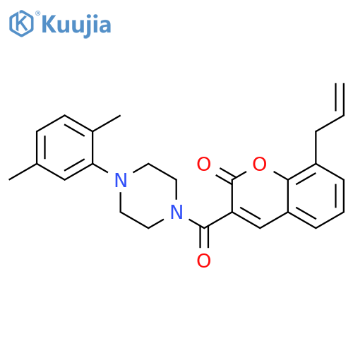 3-[4-(2,5-dimethylphenyl)piperazine-1-carbonyl]-8-(prop-2-en-1-yl)-2H-chromen-2-one structure
