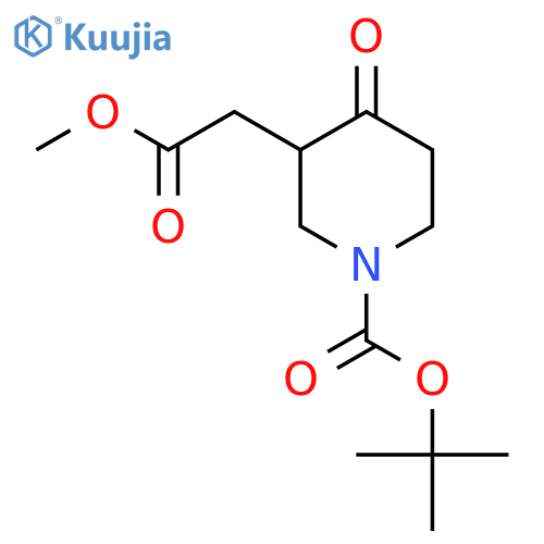 tert-butyl 3-(2-methoxy-2-oxo-ethyl)-4-oxo-piperidine-1-carboxylate structure