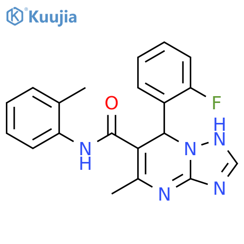 7-(2-fluorophenyl)-5-methyl-N-(2-methylphenyl)-4H,7H-1,2,4triazolo1,5-apyrimidine-6-carboxamide structure