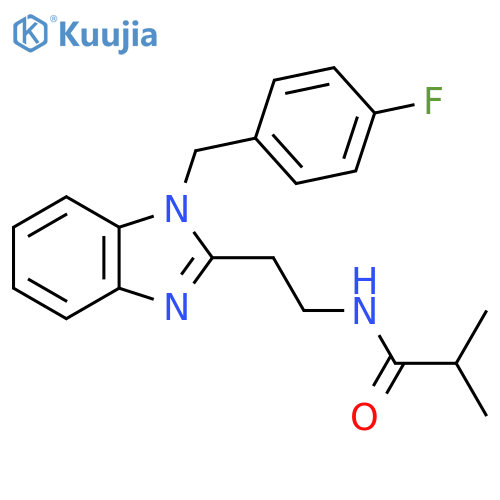 N-(2-{1-(4-fluorophenyl)methyl-1H-1,3-benzodiazol-2-yl}ethyl)-2-methylpropanamide structure