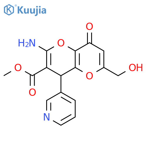 methyl 2-amino-6-(hydroxymethyl)-8-oxo-4-(pyridin-3-yl)-4H,8H-pyrano3,2-bpyran-3-carboxylate structure