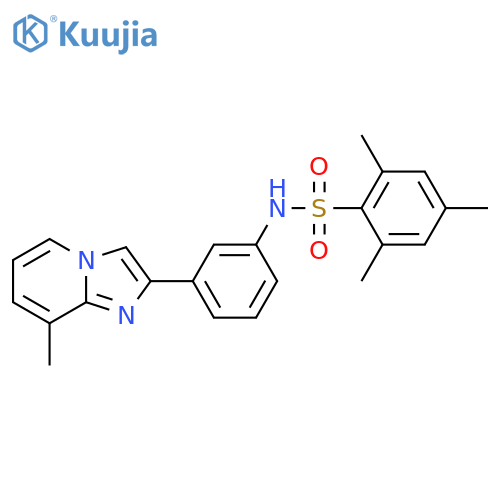 2,4,6-trimethyl-N-(3-{8-methylimidazo1,2-apyridin-2-yl}phenyl)benzene-1-sulfonamide structure