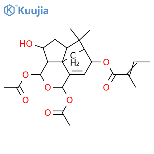 14,15-Epoxy-4-isocedrene-3,8,14,15-tetrol; (3β,8β,14α,15β)-form, 3-Angeloyl, 14,15-di-Ac structure