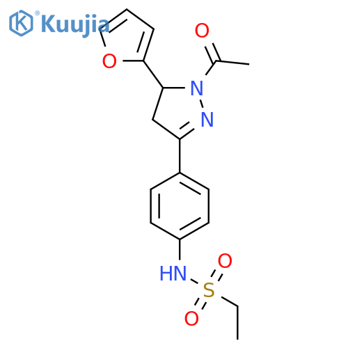 N-{4-[1-acetyl-5-(furan-2-yl)-4,5-dihydro-1H-pyrazol-3-yl]phenyl}ethane-1-sulfonamide structure
