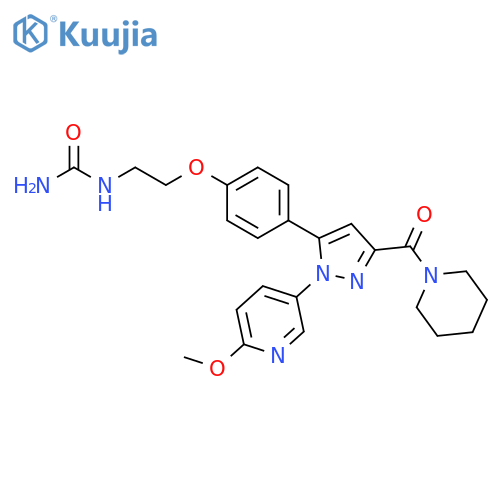 Piperidine,1-[[5-[4-[2-[(aminocarbonyl)amino]ethoxy]phenyl]-1-(6-methoxy-3-pyridinyl)-1H-pyrazol-3-yl]carbonyl]- structure