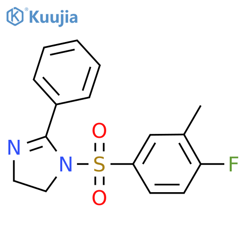 1-(4-fluoro-3-methylbenzenesulfonyl)-2-phenyl-4,5-dihydro-1H-imidazole structure