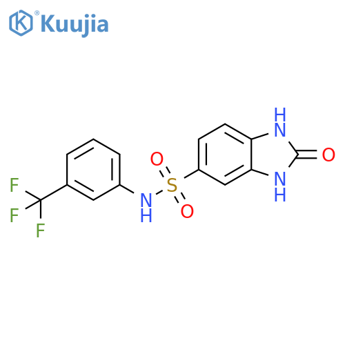 2-oxo-N-3-(trifluoromethyl)phenyl-2,3-dihydro-1H-1,3-benzodiazole-5-sulfonamide structure