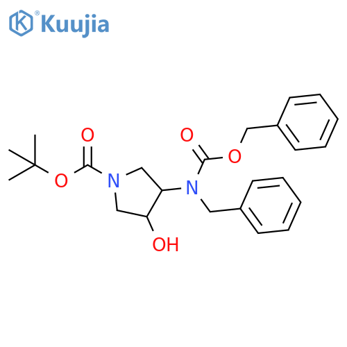 (3S,4S)-tert-Butyl 3-(benzyl((benzyloxy)carbonyl)-amino)-4-hydroxypyrrolidine-1-carboxylate structure