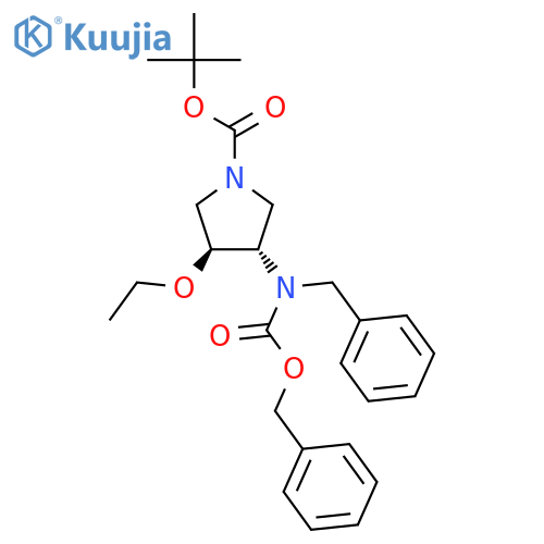 (3S,4S)-tert-butyl 3-(benzyl(benzyloxycarbonyl)amino)-4-ethoxypyrrolidine-1-carboxylate structure