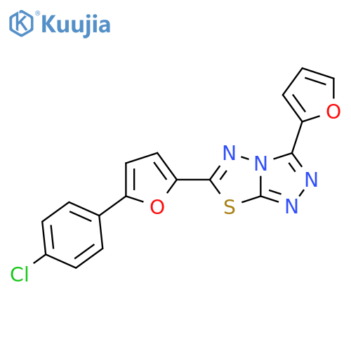 6-5-(4-chlorophenyl)furan-2-yl-3-(furan-2-yl)-1,2,4triazolo3,4-b1,3,4thiadiazole structure