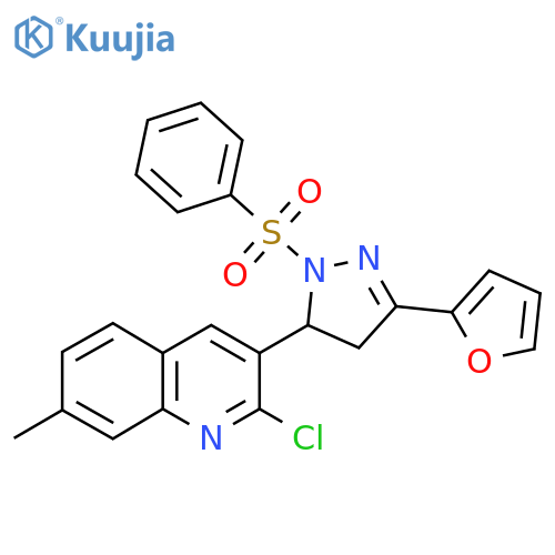 3-1-(benzenesulfonyl)-3-(furan-2-yl)-4,5-dihydro-1H-pyrazol-5-yl-2-chloro-7-methylquinoline structure