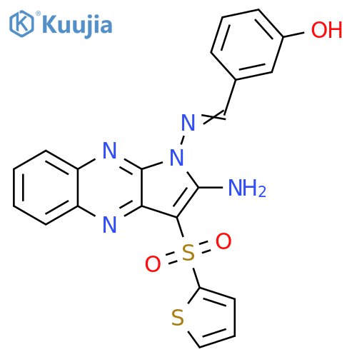3-(1E)-{2-amino-3-(thiophene-2-sulfonyl)-1H-pyrrolo2,3-bquinoxalin-1-ylimino}methylphenol structure
