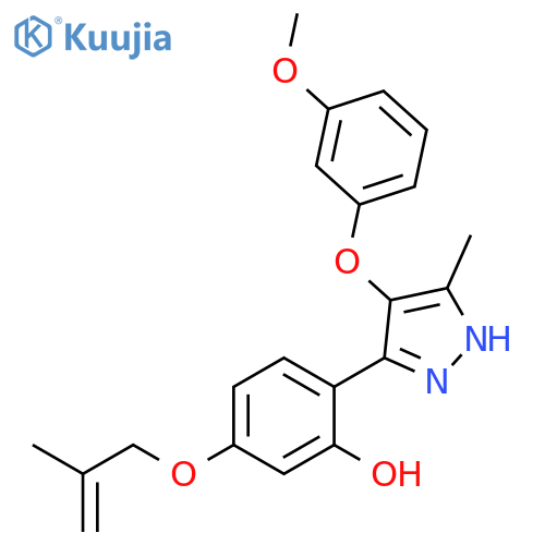 2-4-(3-methoxyphenoxy)-5-methyl-1H-pyrazol-3-yl-5-(2-methylprop-2-en-1-yl)oxyphenol structure