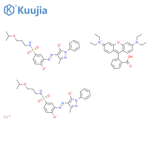 [9-(2-carboxyphenyl)-6-(diethylamino)xanthen-3-ylidene]-diethylazanium;cobalt(3+);5-methyl-4-[[2-oxido-5-(3-propan-2-yloxypropylsulfamoyl)phenyl]diazenyl]-2-phenylpyrazol-3-olate structure