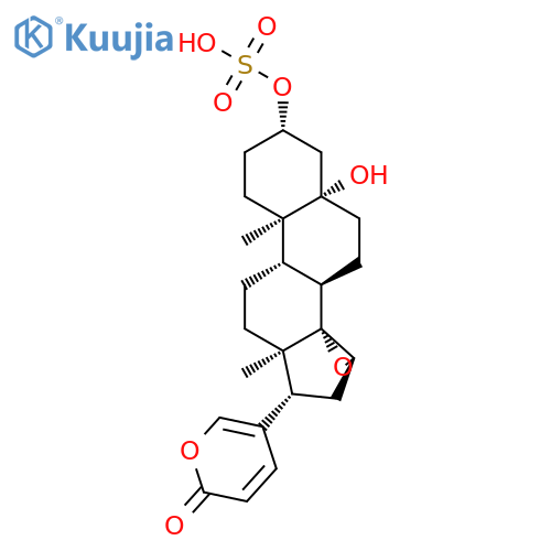 (3beta,5beta,15beta)-5-hydroxy-3-(sulfooxy)-14,15-epoxybufa-20,22-dienolide structure