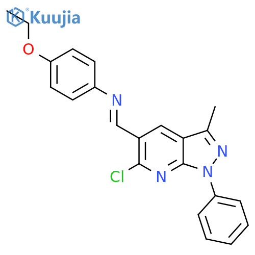 1-{6-chloro-3-methyl-1-phenyl-1H-pyrazolo[3,4-b]pyridin-5-yl}-N-(4-ethoxyphenyl)methanimine structure