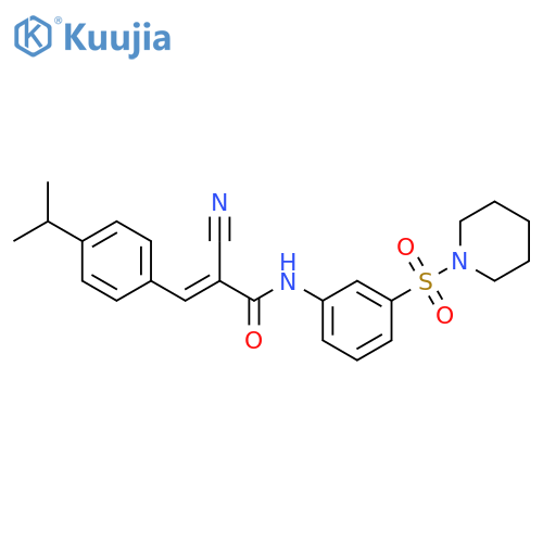 2-cyano-N-[3-(piperidine-1-sulfonyl)phenyl]-3-[4-(propan-2-yl)phenyl]prop-2-enamide structure