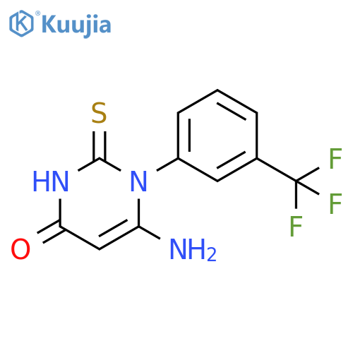 6-amino-2-sulfanylidene-1-3-(trifluoromethyl)phenyl-1,2,3,4-tetrahydropyrimidin-4-one structure