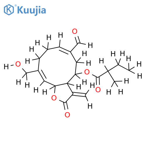 15-hydroxy-8beta-(2-methylbutyryloxy)-14-oxoacanthospermolide structure