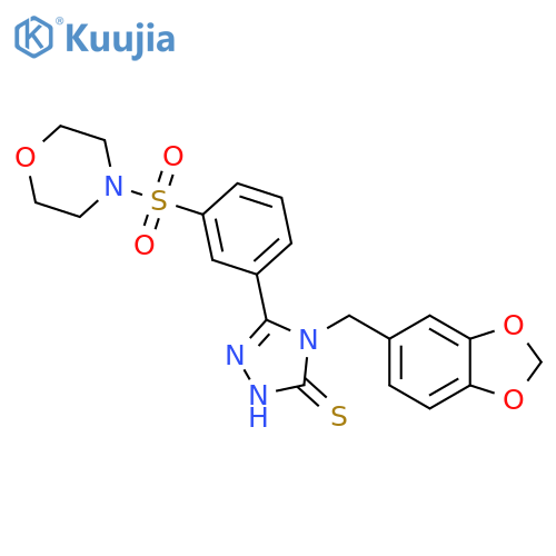 4-(1,3-dioxaindan-5-yl)methyl-5-3-(morpholine-4-sulfonyl)phenyl-4H-1,2,4-triazole-3-thiol structure