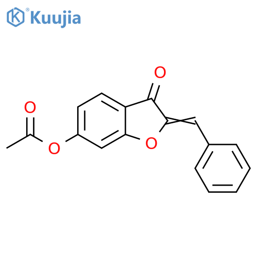 (2Z)-3-oxo-2-(phenylmethylidene)-2,3-dihydro-1-benzofuran-6-yl acetate structure