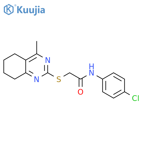 N-(4-chlorophenyl)-2-[(4-methyl-5,6,7,8-tetrahydroquinazolin-2-yl)sulfanyl]acetamide structure