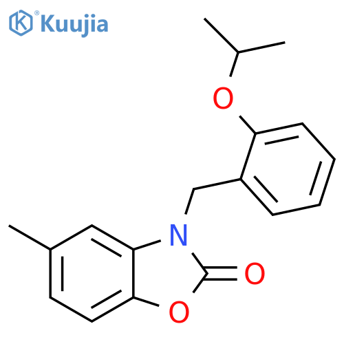 5-methyl-3-{[2-(propan-2-yloxy)phenyl]methyl}-2,3-dihydro-1,3-benzoxazol-2-one structure
