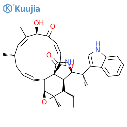 3H-Cyclotridec[d]oxireno[f]isoindole-8,11,12(13H)-trione,15-ethyl-4,7,14,14a,15,15a,16a,16b-octahydro-7-hydroxy-14-[(1S)-1-(1H-indol-3-yl)ethyl]-4,6,15a-trimethyl-,(1E,4S,5E,7R,9E,11aR,14S,14aR,15S,15aR,16aS,16bR)- structure