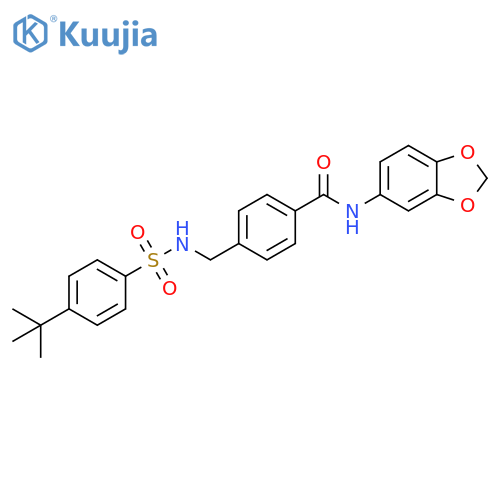 N-(2H-1,3-benzodioxol-5-yl)-4-(4-tert-butylbenzenesulfonamido)methylbenzamide structure