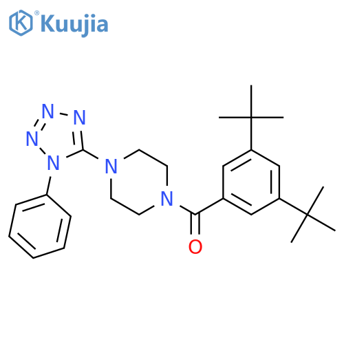 1-(3,5-di-tert-butylbenzoyl)-4-(1-phenyl-1H-1,2,3,4-tetrazol-5-yl)piperazine structure