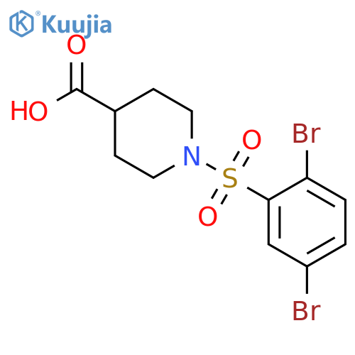 1-[(2,5-dibromophenyl)sulfonyl]piperidine-4-carboxylic acid structure