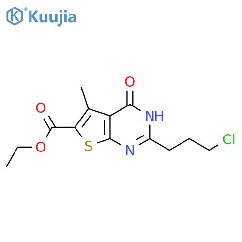 ethyl 2-(3-chloropropyl)-5-methyl-4-oxo-3H,4H-thieno2,3-dpyrimidine-6-carboxylate structure