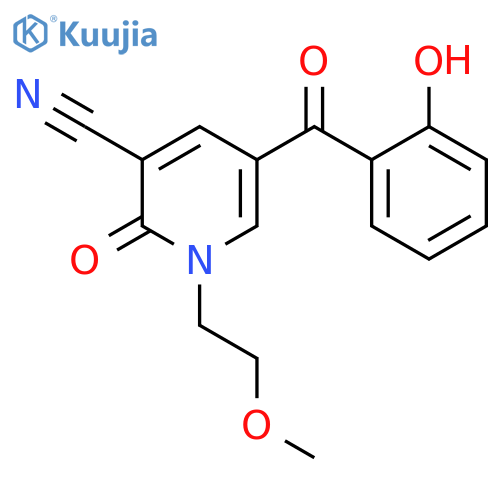 5-(2-hydroxybenzoyl)-1-(2-methoxyethyl)-2-oxo-1,2-dihydropyridine-3-carbonitrile structure