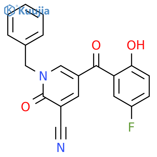 <br>1-Benzyl-5-(5-fluoro-2-hydroxy-benzoyl)-2-oxo-1,2-dihydro-pyridine-3-carbon itrile structure