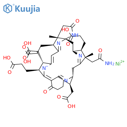 Nickelate(4-),[(3aS,4S,8S,9S,14S,16R,19S,20S,21S,22aR,25S)-19-(2-amino-2-oxoethyl)-8,25-bis(carboxymethyl)-2,3,3a,4,8,9,11,12,13,14,16,17,19,20,21,22-hexadecahydro-3a,19-dimethyl-2,11-dioxo-1H-7,10-imino-14,16-methano-21,18:22a,5-dinitrilopyrrolo[2,3-i][1]benzazacyclononadecine-4,9,20-tripropanoato(6-)-kN15,kN23,kN24,kN26]-, hydrogen (1:5), (SP-4-2)- structure