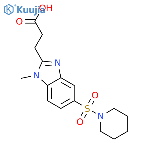 3-[1-methyl-5-(piperidin-1-ylsulfonyl)-1H-benzimidazol-2-yl]propanoic acid structure
