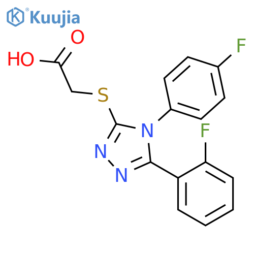 <br>{[5-(2-fluorophenyl)-4-(4-fluorophenyl)-4H-1,2,4-triazol-3-yl]thio}acetic a cid structure