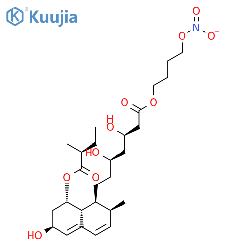 1-Naphthaleneheptanoicacid, 1,2,6,7,8,8a-hexahydro-b,d,6-trihydroxy-2-methyl-8-[(2S)-2-methyl-1-oxobutoxy]-,4-(nitrooxy)butyl ester, (bR,dR,1S,2S,6S,8S,8aR)- structure