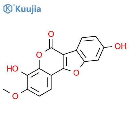 4,9-dihydroxy-3-methoxy-6H-[1]benzofuro[3,2-c]chromen-6-one structure