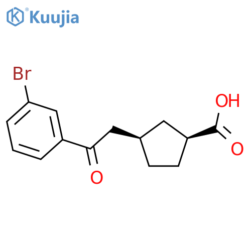 cis-3-2-(3-Bromophenyl)-2-oxoethyl-cyclopentane-1-carboxylic acid structure